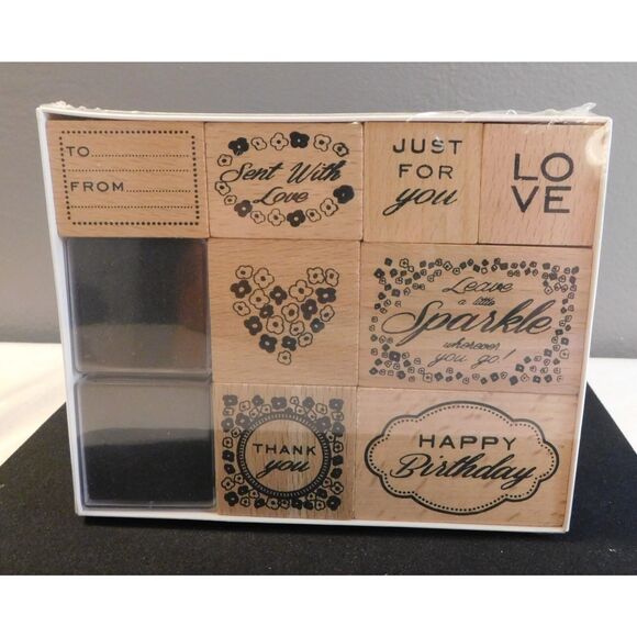 Rubber Stamping Set NIB 8 Stamps with 2 Black Inks - Picture 1 of 2